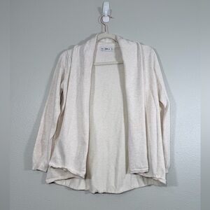 Zara Cardigan Open Front Knit Sweater Cream Off White Soft Shawl Collar Women M